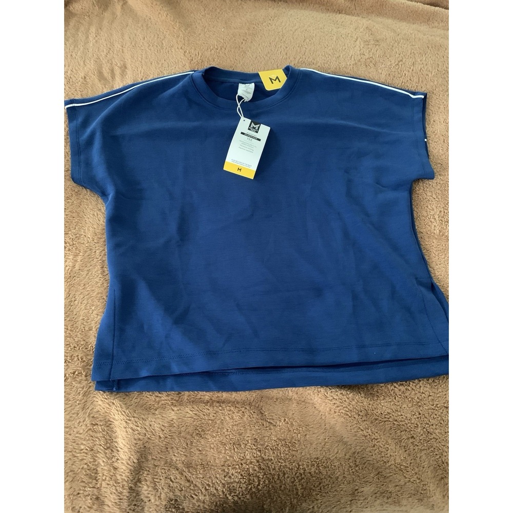 Member's Mark Women's M Medium Sandwash Blue Tee Shirt On-Seam Piping NWT